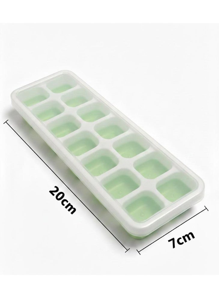 Spaceshoop 12 Slot Flexible Ice Cube Tray with Spill Resistant Lid Easy Release Silicone Bottom BPA Free Food Grade Material Perfect for Whiskey Cocktails and Baby Food White and Green 1 Pack - Image 3
